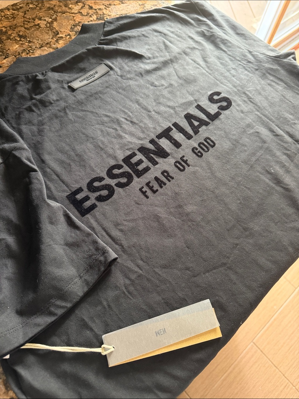 ESSENTIALS Men's Black Logo Short Sleeve Tee